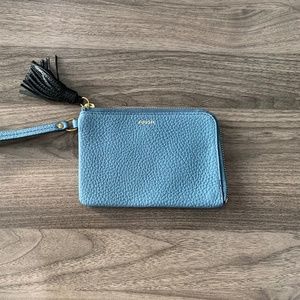🦋 Blueish Gray Fossil Wristlet Pouch